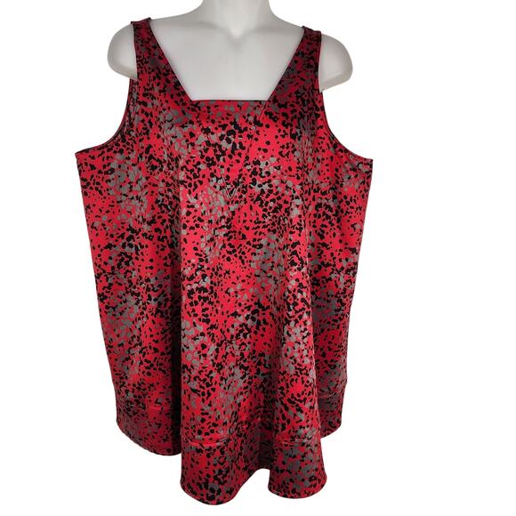 Lane Bryant Swing Tank Womens Size 14 Red Spotted Abstract Flowy Square Neck Art - Picture 1 of 9